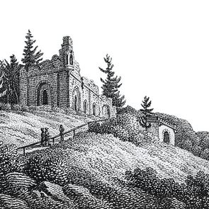 Historischer Stich der Ruine in Pillnitz Historischer Stich der Ruine in Pillnitz