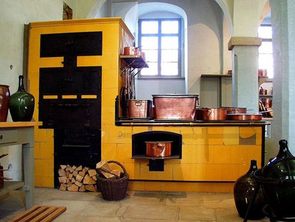 Historische Kochmaschine in der Schlossküche Historische Kochmaschine in der Schlossküche